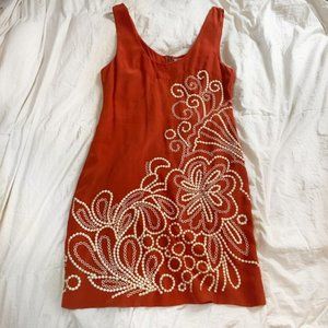 Yoana Baraschi Silk Sleeveless Embroidered Flower Dress - Size 6